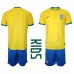 Brasil Hjemmedraktsett Barn VM 2022 Korte ermer (+ Korte bukser)
